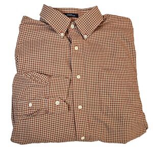 Daniel Cremieux Mens Large Long Sleeve Button Up Shirt Italian Fabric Cotton Red